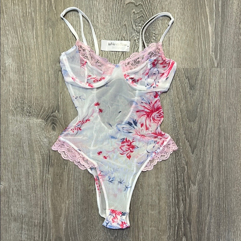 NWT Floral Lace Bodysuit Lingerie